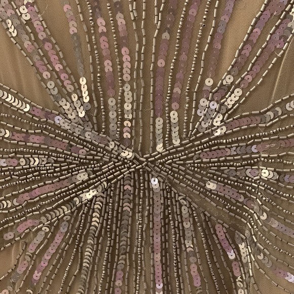 H&M Small Sheer/Beige/Silver Embroided long-sleeve dress - Picture 2 of 6